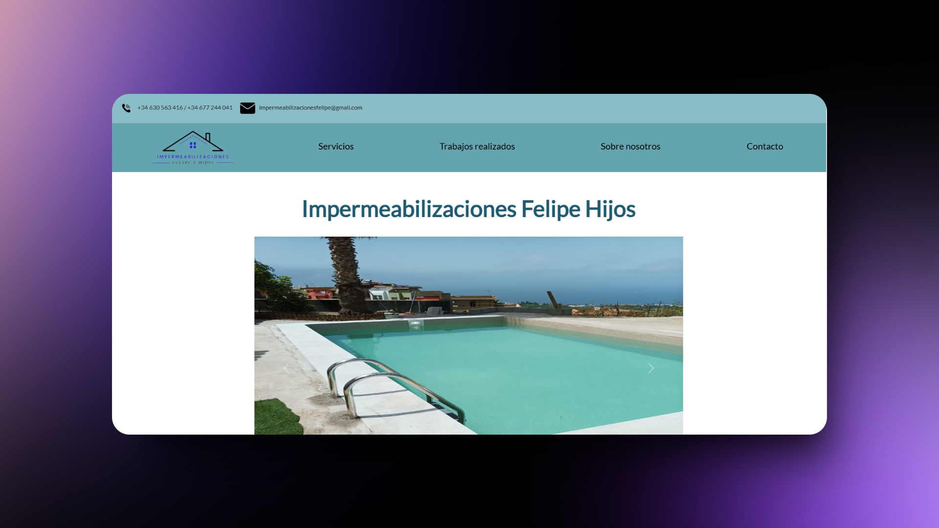 Captura de pantalla del poryecto Impermeabilizaciones Felipe Hijos